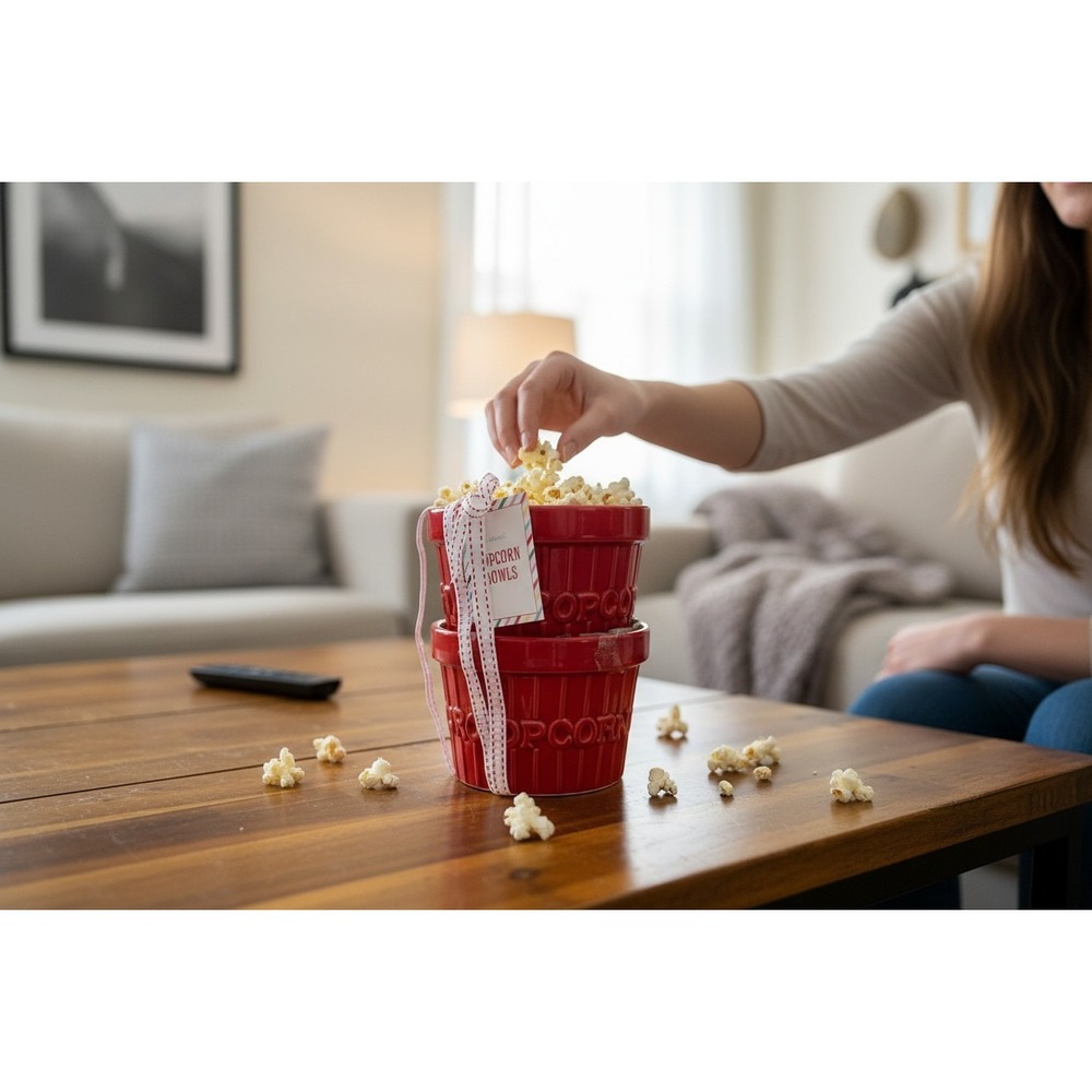 IQ Accessories Popcorn Bowls Unisex OS Red Brand New Ceramic 2pk Small Set